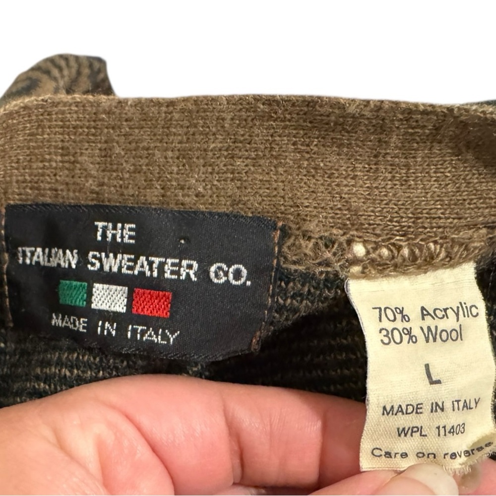 The Italian Sweater Vintage Brown Patchwork Wool Men’s Fall Cardigan - Picture 13 of 13